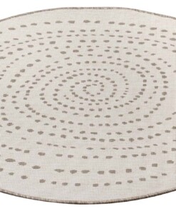 Binnen & buiten vloerkleed rond Bali - lichtbruin/crème - overzicht schuin, thumbnail Binnen & buiten vloerkleed rond Bali - lichtbruin/crème - overzicht schuin, thumbnail