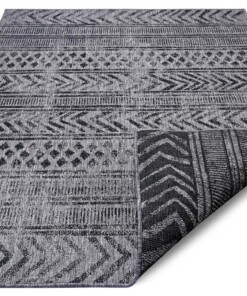 Binnen & Buiten vloerkleed Biri - zilver/zwart - overzicht schuin, thumbnail