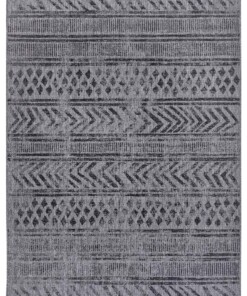 Binnen & Buiten vloerkleed Biri - zilver/zwart - overzicht boven, thumbnail