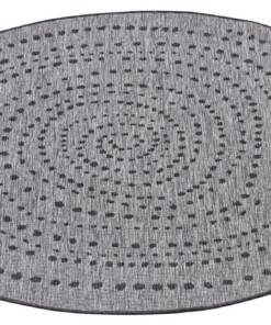 Binnen & buiten vloerkleed rond Bali - zilver/zwart - overzicht schuin, thumbnail Binnen & buiten vloerkleed rond Bali - zilver/zwart - overzicht schuin, thumbnail