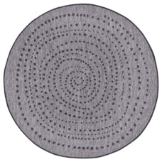 Binnen & buiten vloerkleed rond Bali - zilver/zwart - overzicht boven, thumbnail Binnen & buiten vloerkleed rond Bali - zilver/zwart - overzicht boven, thumbnail