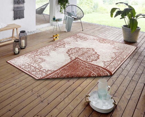Vintage buitenvloerkleed Cebu - terracotta/crème - sfeer