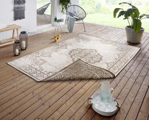 Vintage buitenvloerkleed Cebu - lichtbruin/crème - sfeer