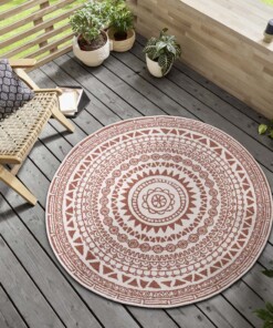 Rond buiten vloerkleed omkeerbaar Coron - terracotta/crème - sfeer