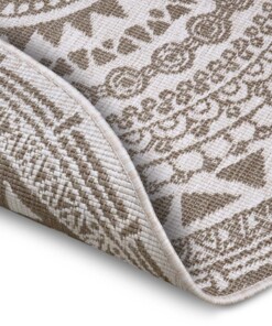 Rond buiten vloerkleed omkeerbaar Coron - lichtbruin/crème - close up, thumbnail Rond buiten vloerkleed omkeerbaar Coron - lichtbruin/crème - close up, thumbnail