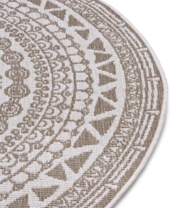Rond buiten vloerkleed omkeerbaar Coron - lichtbruin/crème - close up, thumbnail Rond buiten vloerkleed omkeerbaar Coron - lichtbruin/crème - close up, thumbnail