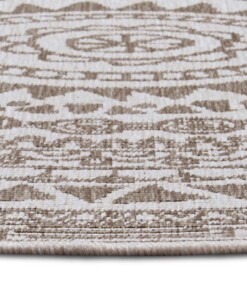 Rond buiten vloerkleed omkeerbaar Coron - lichtbruin/crème - close up, thumbnail Rond buiten vloerkleed omkeerbaar Coron - lichtbruin/crème - close up, thumbnail