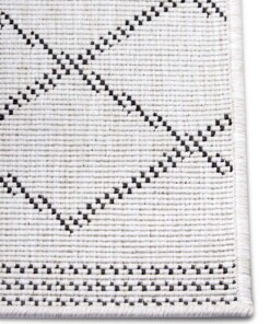 Binnen & buiten vloerkleed ruiten Corsica - zwart/créme - close up, thumbnail