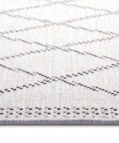 Binnen & buiten vloerkleed ruiten Corsica - zwart/créme - close up, thumbnail