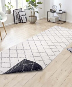 Binnen & buiten vloerkleed ruiten Corsica - zwart/créme - sfeer, thumbnail