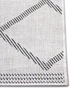 Binnen & buiten vloerkleed ruiten Corsica - zwart/créme - close up, thumbnail