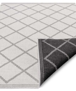 Binnen & buiten vloerkleed ruiten Corsica - zwart/créme - overzicht schuin, thumbnail