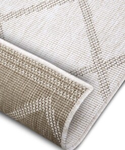 Binnen & buiten vloerkleed ruiten Corsica - lichtbruin/crème - close up, thumbnail