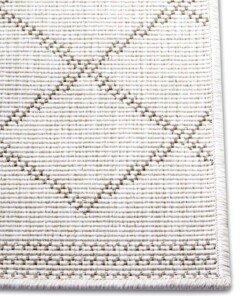 Binnen & buiten vloerkleed ruiten Corsica - lichtbruin/crème - close up, thumbnail