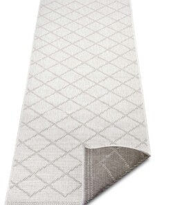 Binnen & buiten vloerkleed ruiten Corsica - lichtbruin/crème - overzicht schuin, thumbnail