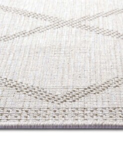 Binnen & buiten vloerkleed ruiten Corsica - lichtbruin/crème - close up, thumbnail