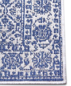 Loper binnen & buiten Curacao - blauw/crème - close up, thumbnail Loper binnen & buiten Curacao - blauw/crème - close up, thumbnail