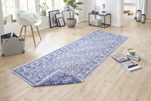 Loper binnen & buiten Curacao - blauw/crème - sfeer