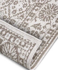 Binnen & buiten vloerkleed Curacao - lichtbruin/crème - close up, thumbnail