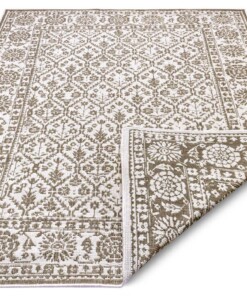 Binnen & buiten vloerkleed Curacao - lichtbruin/crème - overzicht schuin, thumbnail