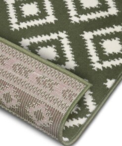 Moderne Loper ruiten Ethno - groen - close up, thumbnail Moderne Loper ruiten Ethno - groen - close up, thumbnail