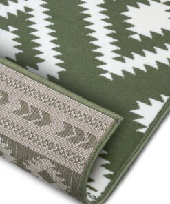 Modern vloerkleed ruiten Ethno - groen/crème - close up, thumbnail Modern vloerkleed ruiten Ethno - groen/crème - close up, thumbnail