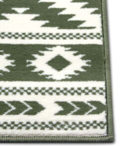 Modern vloerkleed ruiten Ethno - groen/crème - close up, thumbnail Modern vloerkleed ruiten Ethno - groen/crème - close up, thumbnail