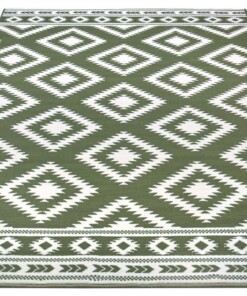 Modern vloerkleed ruiten Ethno - groen/crème - overzicht schuin, thumbnail Modern vloerkleed ruiten Ethno - groen/crème - overzicht schuin, thumbnail