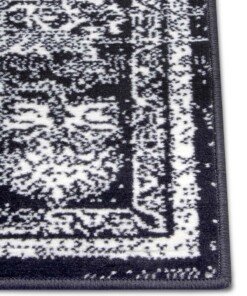 Design vintage tapijt Glorious - zwart/crème - close up, thumbnail