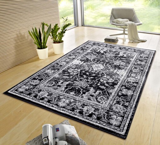 Design vintage tapijt Glorious - zwart/crème - sfeer