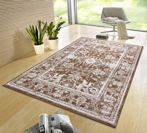 Design vintage tapijt Glorious - taupe/crème - sfeer