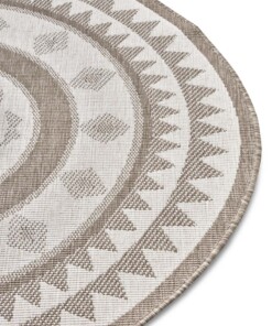 Rond binnen & buiten vloerkleed Jamaica - lichtbruin/crème - close up, thumbnail Rond binnen & buiten vloerkleed Jamaica - lichtbruin/crème - close up, thumbnail