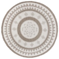 Rond binnen & buiten vloerkleed Jamaica - lichtbruin/crème - overzicht boven, thumbnail Rond binnen & buiten vloerkleed Jamaica - lichtbruin/crème - overzicht boven, thumbnail