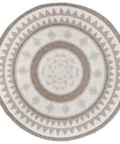 Rond binnen & buiten vloerkleed Jamaica - lichtbruin/crème - overzicht boven, thumbnail Rond binnen & buiten vloerkleed Jamaica - lichtbruin/crème - overzicht boven, thumbnail