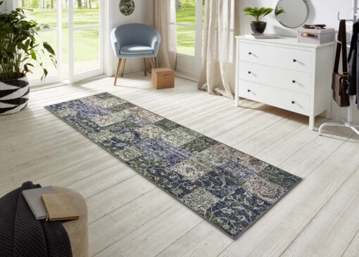 Patchwork loper Kirie - groen - sfeer