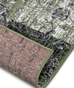 Patchwork vloerkleed Kirie - groen - close up, thumbnail