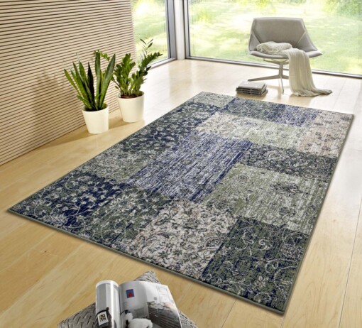 Patchwork vloerkleed Kirie - groen - sfeer