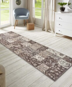 Patchwork loper Kirie - taupe - sfeer