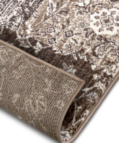 Patchwork vloerkleed Kirie - taupe - close up, thumbnail