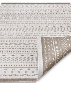 Binnen & buiten vloerkleed Kuba - lichtbruin/crème - overzicht schuin, thumbnail