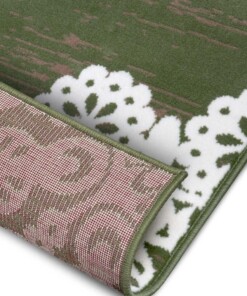 Modern vloerkleed Lace - groen/crème - close up, thumbnail