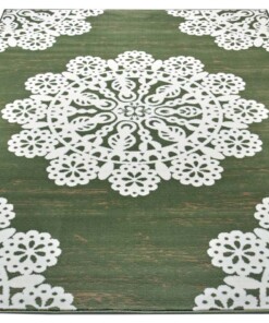 Modern vloerkleed Lace - groen/crème - overzicht schuin, thumbnail