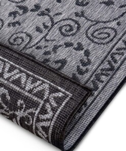 Binnen & Buiten vloerkleed Leyte - zilver/zwart - close up, thumbnail