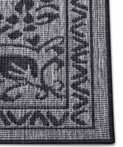 Binnen & Buiten vloerkleed Leyte - zilver/zwart - close up, thumbnail