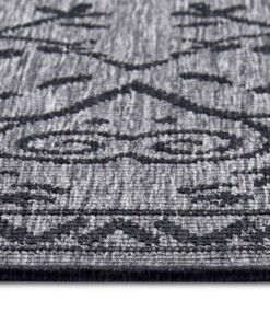 Binnen & Buiten vloerkleed Leyte - zilver/zwart - close up, thumbnail