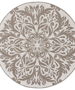 Rond binnen & buiten vloerkleed Madrid - lichtbruin/crème - overzicht boven, thumbnail Rond binnen & buiten vloerkleed Madrid - lichtbruin/crème - overzicht boven, thumbnail