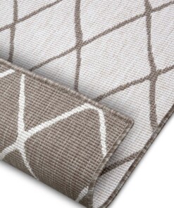 Binnen & buiten vloerkleed ruiten Malaga - lichtbruin/crème - close up, thumbnail Binnen & buiten vloerkleed ruiten Malaga - lichtbruin/crème - close up, thumbnail