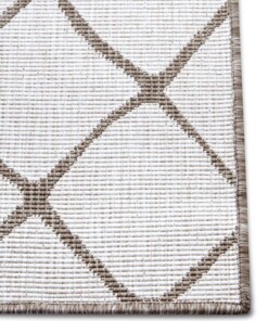 Binnen & buiten vloerkleed ruiten Malaga - lichtbruin/crème - close up, thumbnail Binnen & buiten vloerkleed ruiten Malaga - lichtbruin/crème - close up, thumbnail