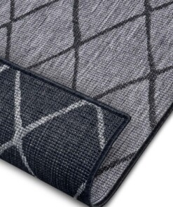 Binnen & buiten vloerkleed ruiten Malaga - zilver/zwart - close up, thumbnail