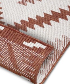 Binnen & buiten vloerkleed ruiten Malibu - terracotta/crème - close up, thumbnail Binnen & buiten vloerkleed ruiten Malibu - terracotta/crème - close up, thumbnail